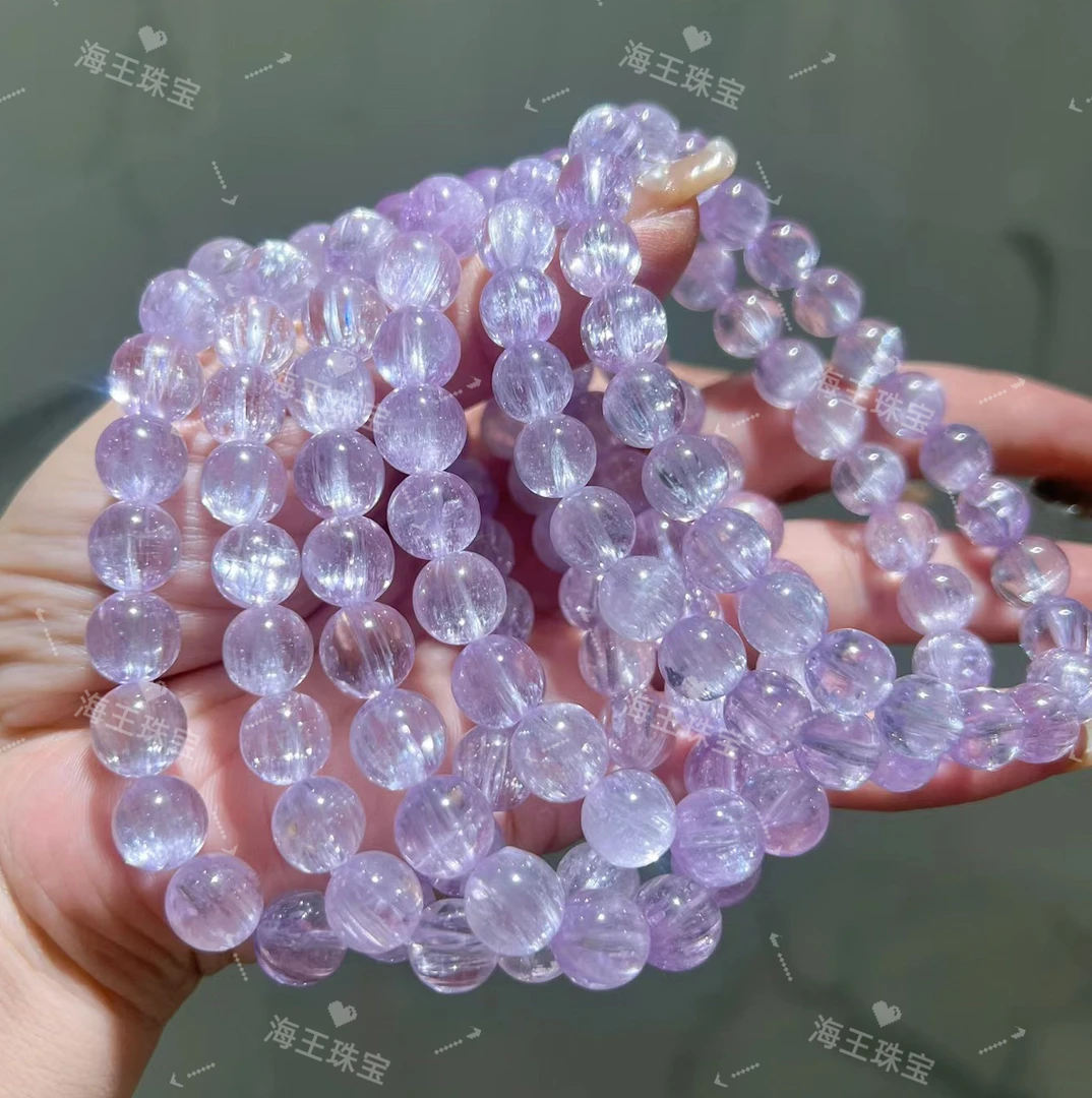 【高货】天然拉丝猫眼紫锂辉手链配鉴定证书多样性发其一