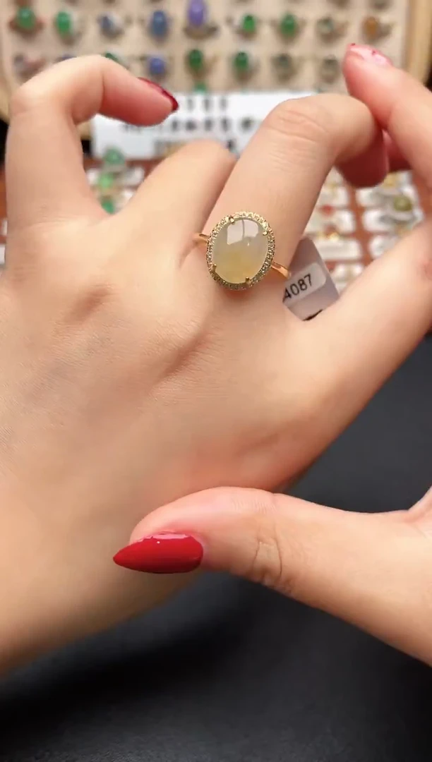 银S925镶嵌戒指翡翠一物一证一礼盒