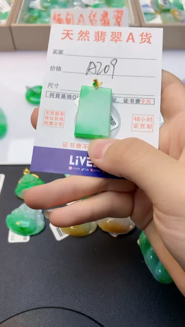 颈饰18K金镶嵌翡翠天然缅甸A货翡翠百元以上9元证书费自理