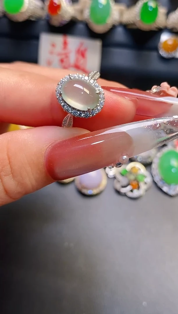 银S925镶嵌戒指翡翠天然