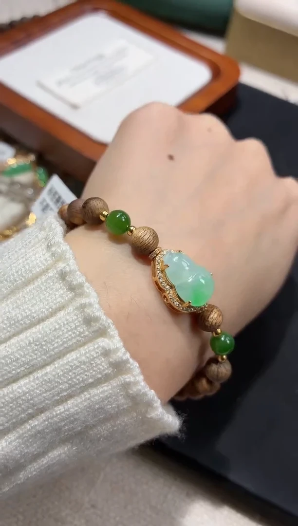 银S925镶嵌手串翡翠手串