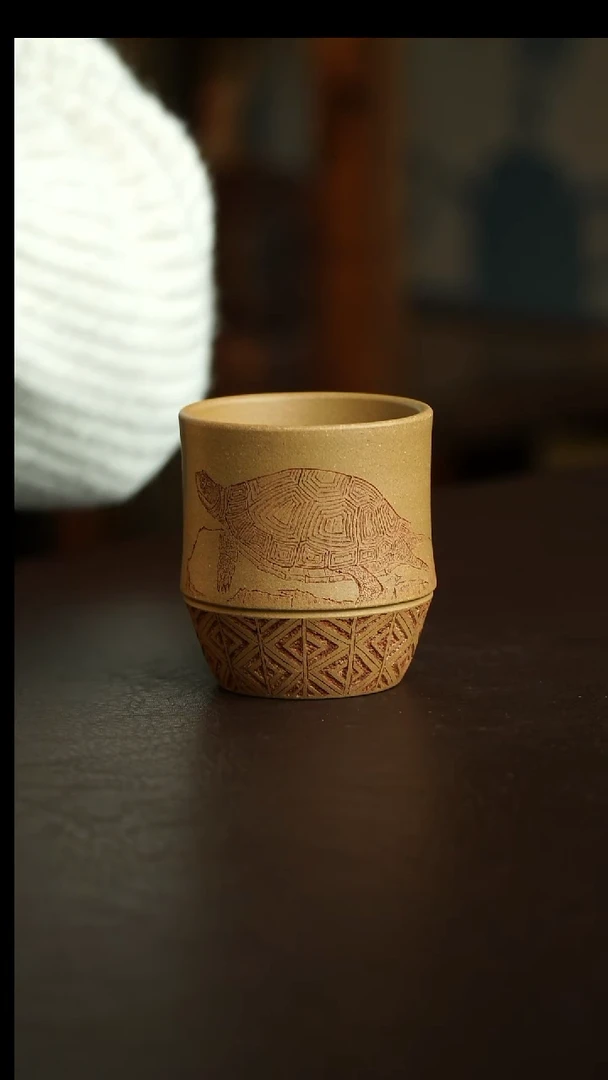 茶杯紫砂43号 竹节杯 宜兴紫砂原矿作品