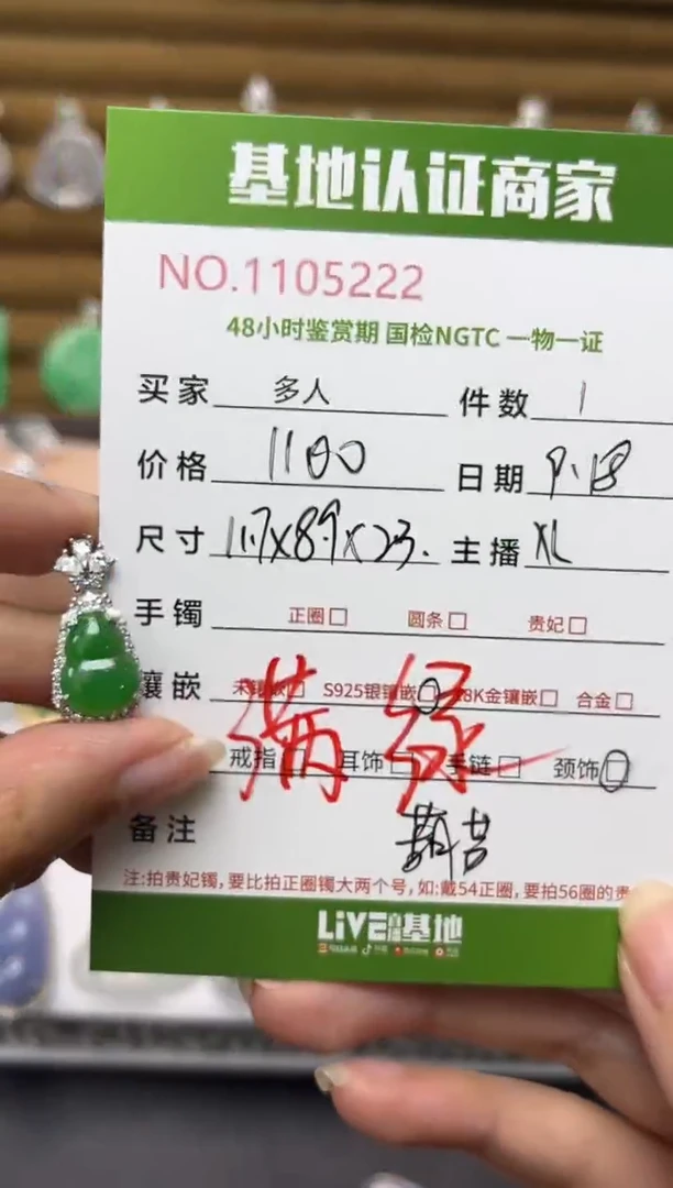 吊坠(不含链)银S925镶嵌翡翠葫芦