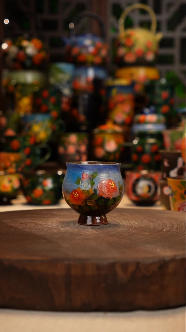 紫砂油画手绘釉下彩