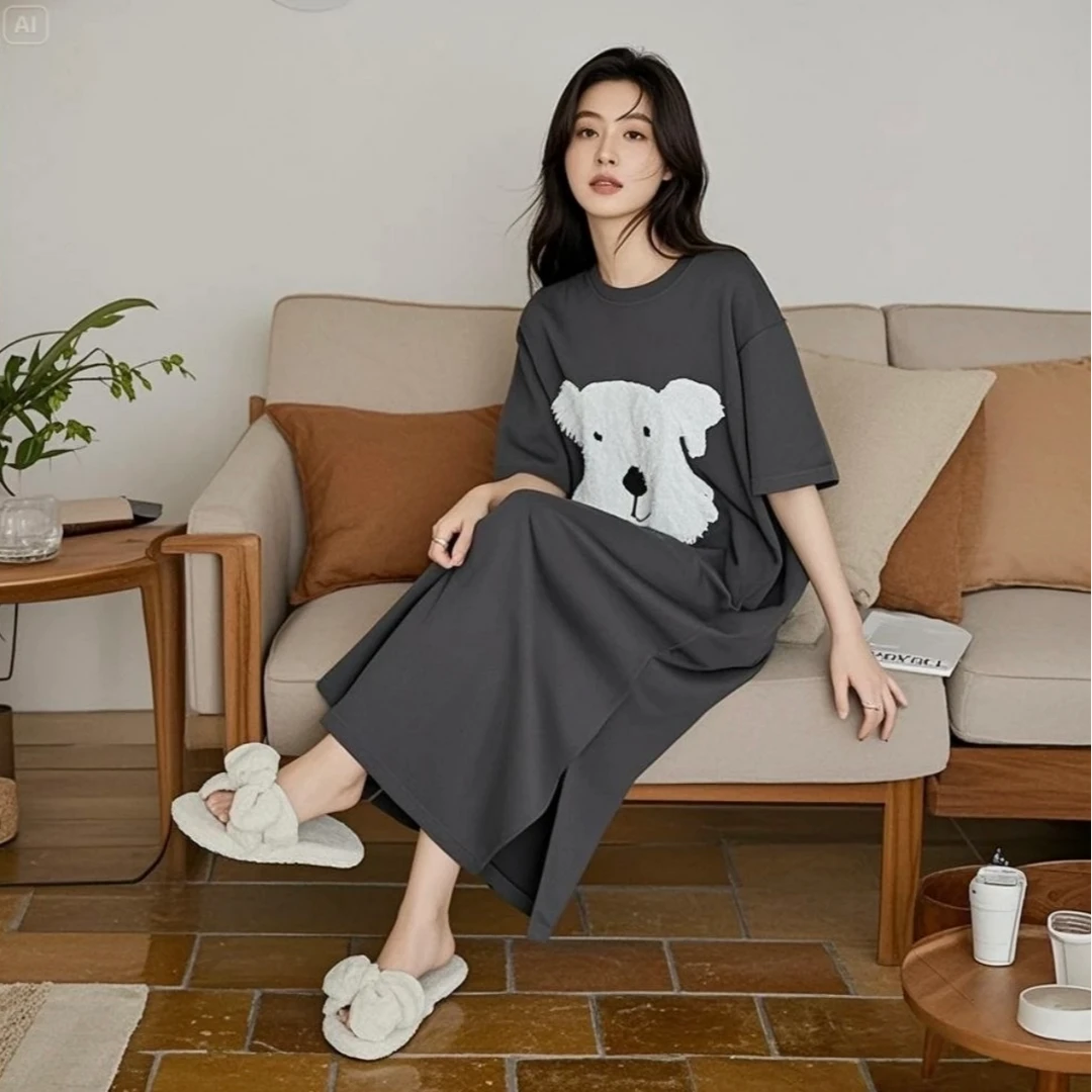 睡裙女2025新款爆款夏季短袖家居服可爱狗可外穿大学生睡衣女