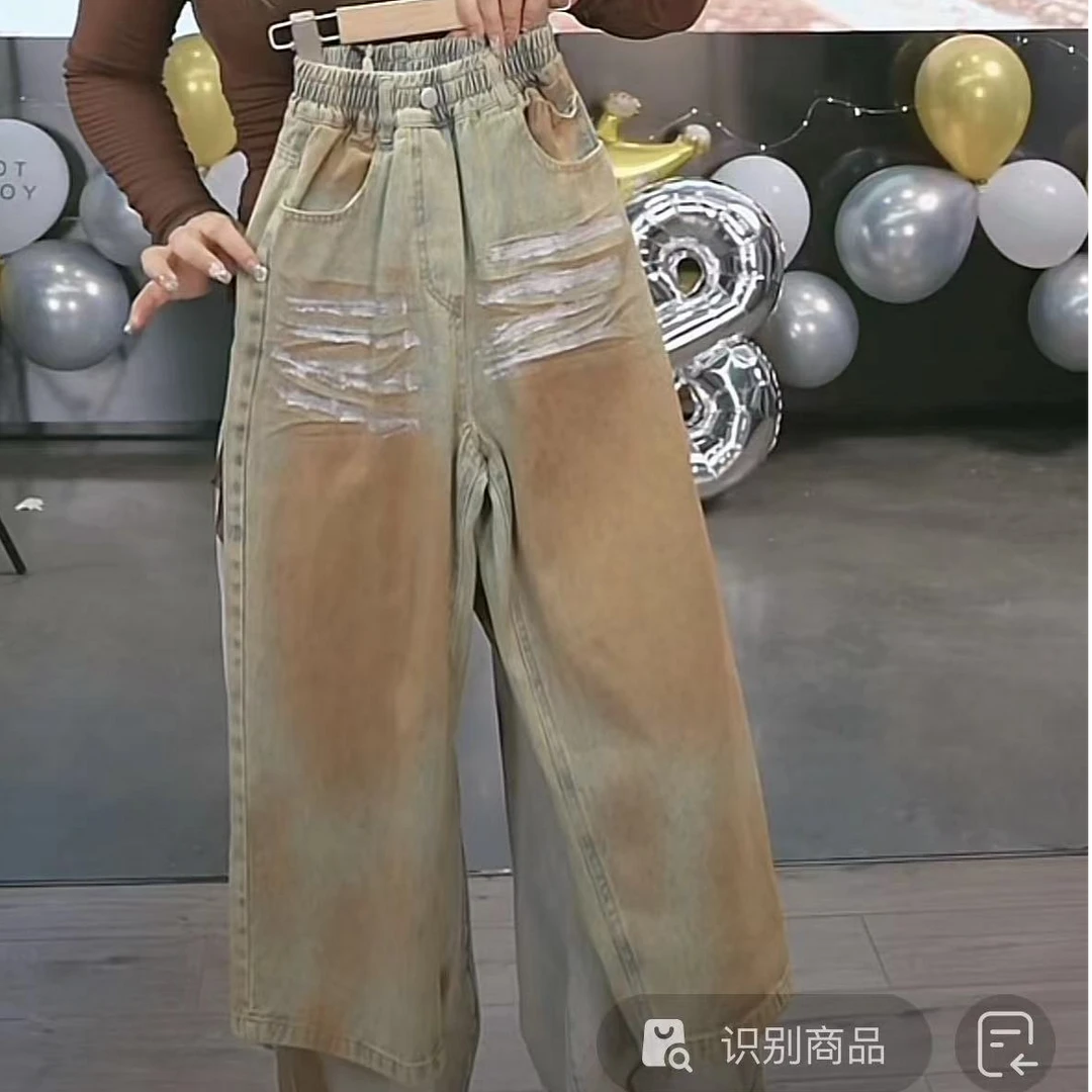 408018《预 卡码往大拍》优选韩版儿童洋气百搭牛仔裤