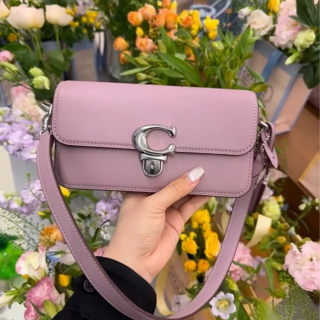 95新 COACH/蔻驰 GGS蔻驰studio20法棍包紫色单肩包 79156021