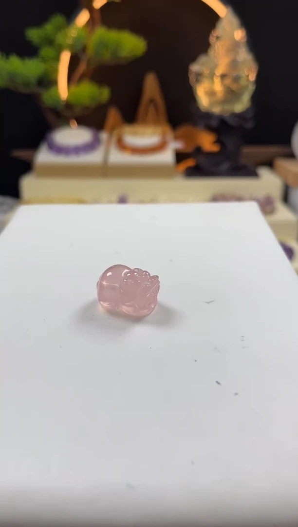 未镶嵌手链水晶柠****萌天然粉晶貔貅单珠15mm