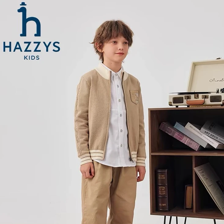 Hazzys/哈吉斯品牌男女童开身线衣简约舒适时尚百搭款男童线衣