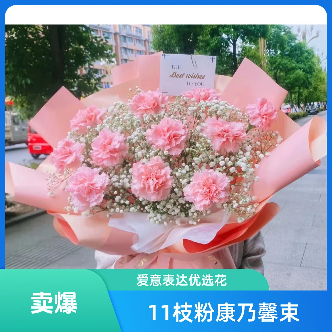 送长辈生日花【幸福安康】生日鲜花送母亲11朵粉康乃馨鲜花送妈妈长辈生日花生日礼物鲜花附近花店送货上门