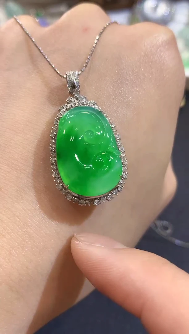 吊坠(不含链)18K金镶嵌翡翠S12