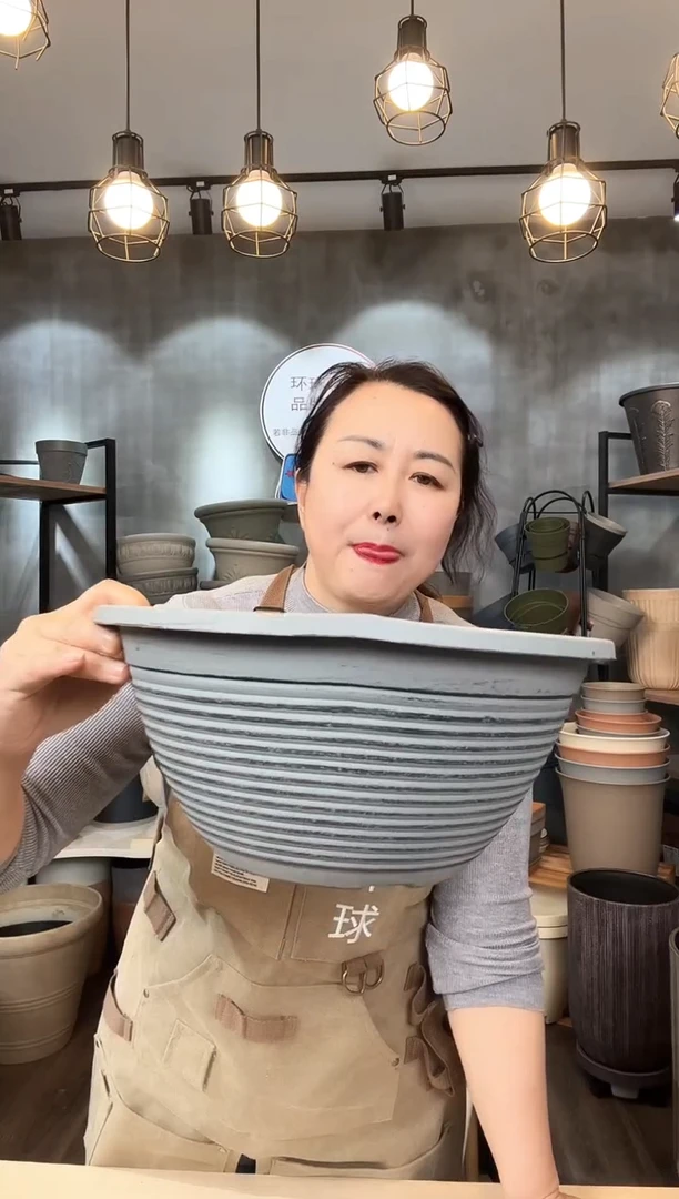 【闪购商品】塑料12寸螺纹大碗仿石5只无托