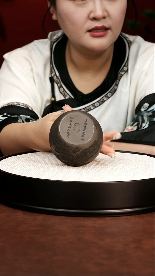 茶壶紫砂宜兴紫砂 圆杯蟹壳青