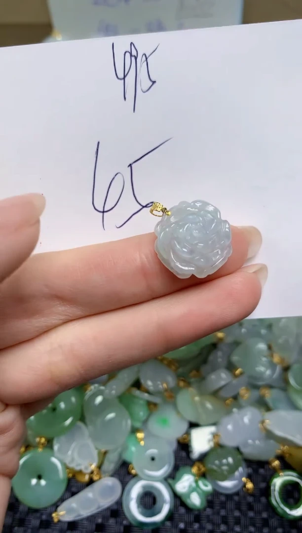 【闪购商品】翡翠颈饰18K金镶嵌天然缅甸A货翡翠