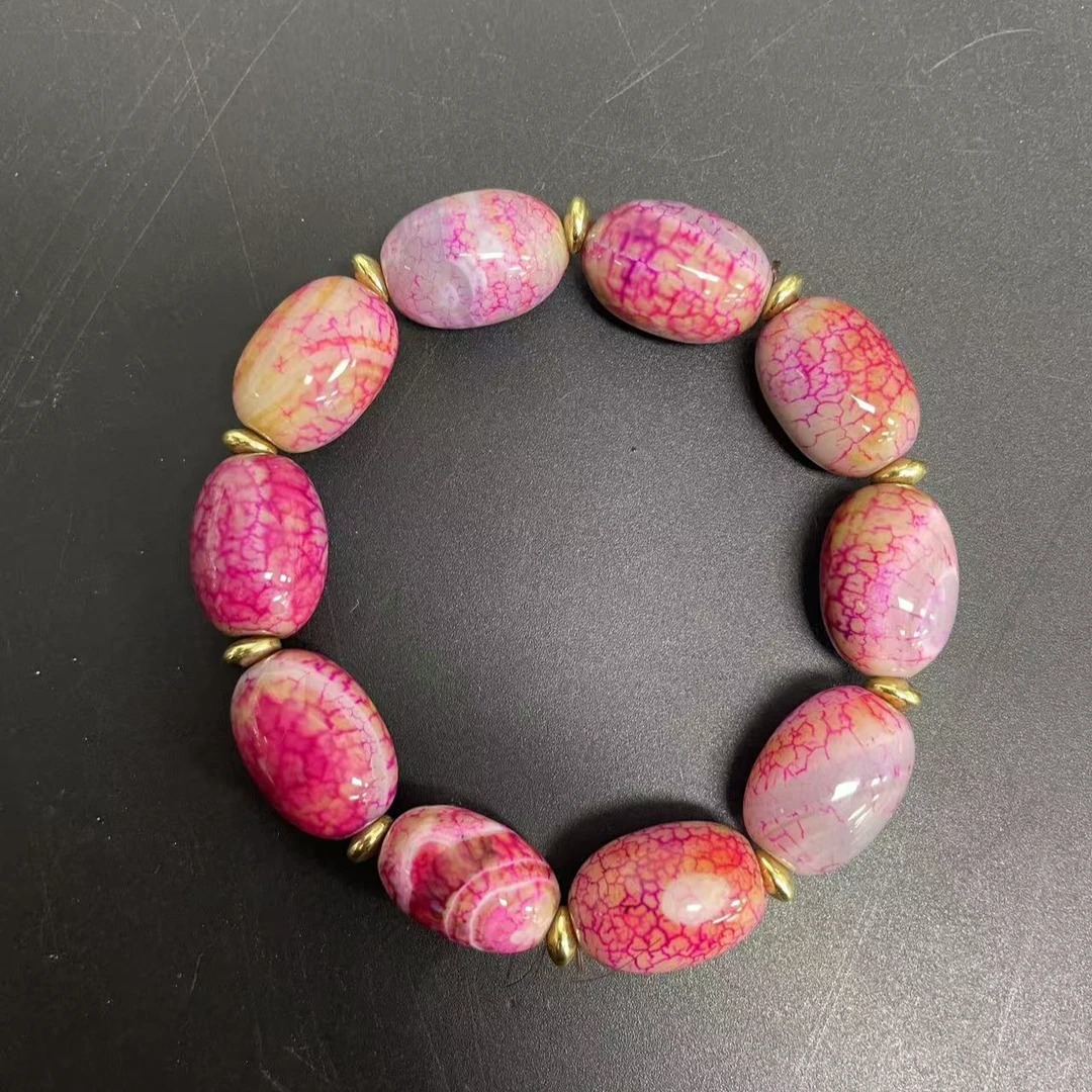 【小杰推荐】樱花粉凤雪龙鳞桶珠手链 （多样性发其一）7861