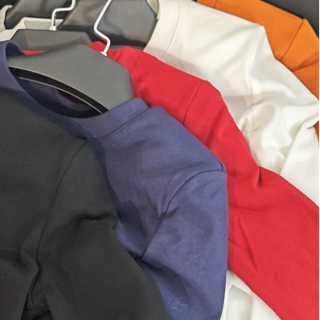 【软糖记】秋冬加绒磨毛多色经典款上衣长袖打底衫直角肩纯色T恤女