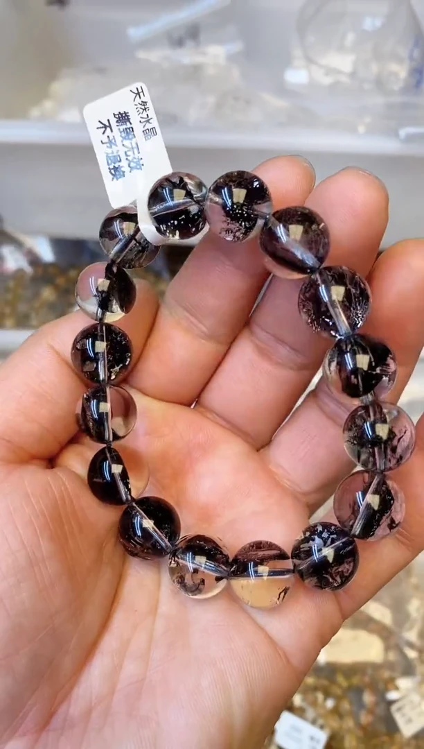 【闪购商品】水晶手链未镶嵌b27 黑闪灵13mm