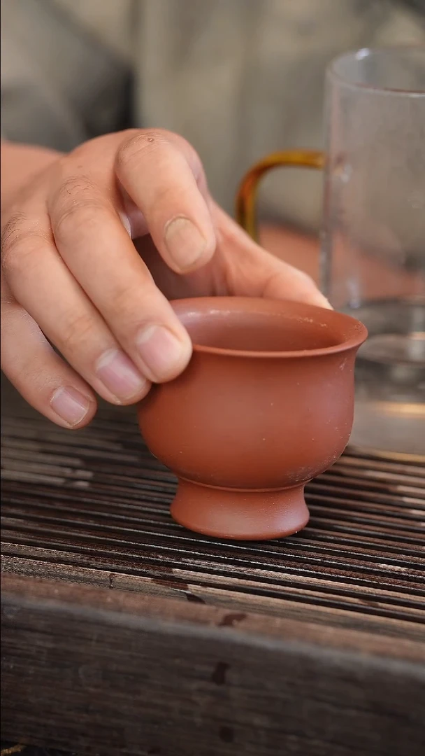 茶壶紫砂北红赤铁高脚杯 130cc