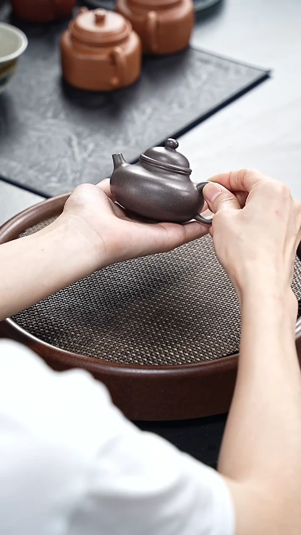 茶壶紫砂小容天-老天青-全手工无添加-容量120cc