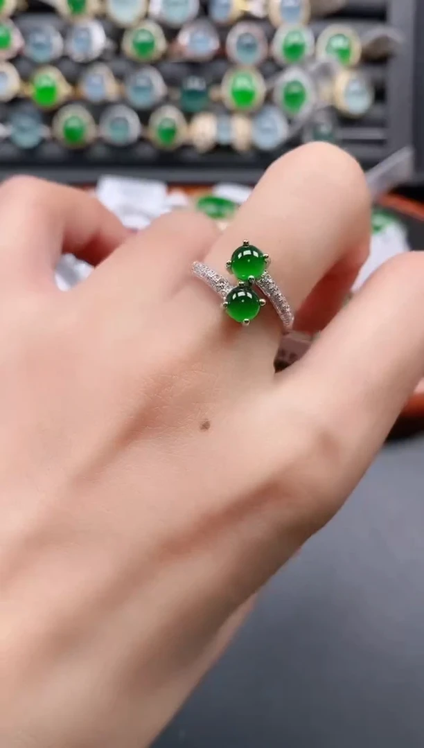 银S925镶嵌戒指翡翠11