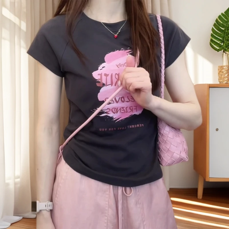 运动休闲修身正肩短袖高街美式休闲短袖T恤夏季C5266