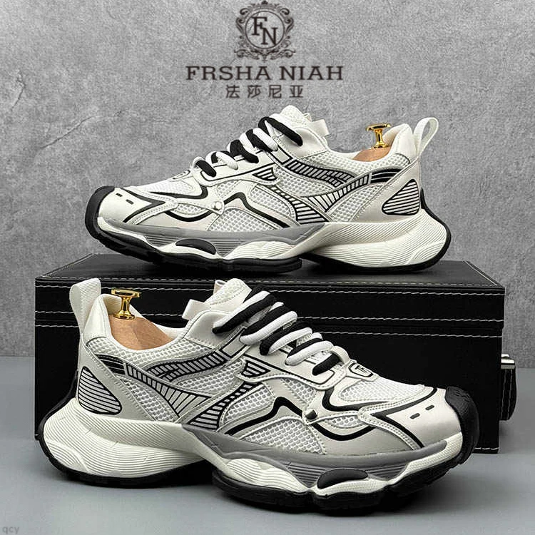法莎尼亚老爹鞋男款2025夏季网面透气低帮复古运动百搭系带休闲鞋