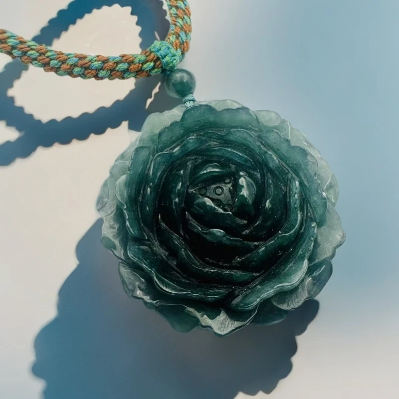 【为民珠宝】【赠证书+精美礼盒】BD058660高端沧海 翡翠牡丹花吊坠