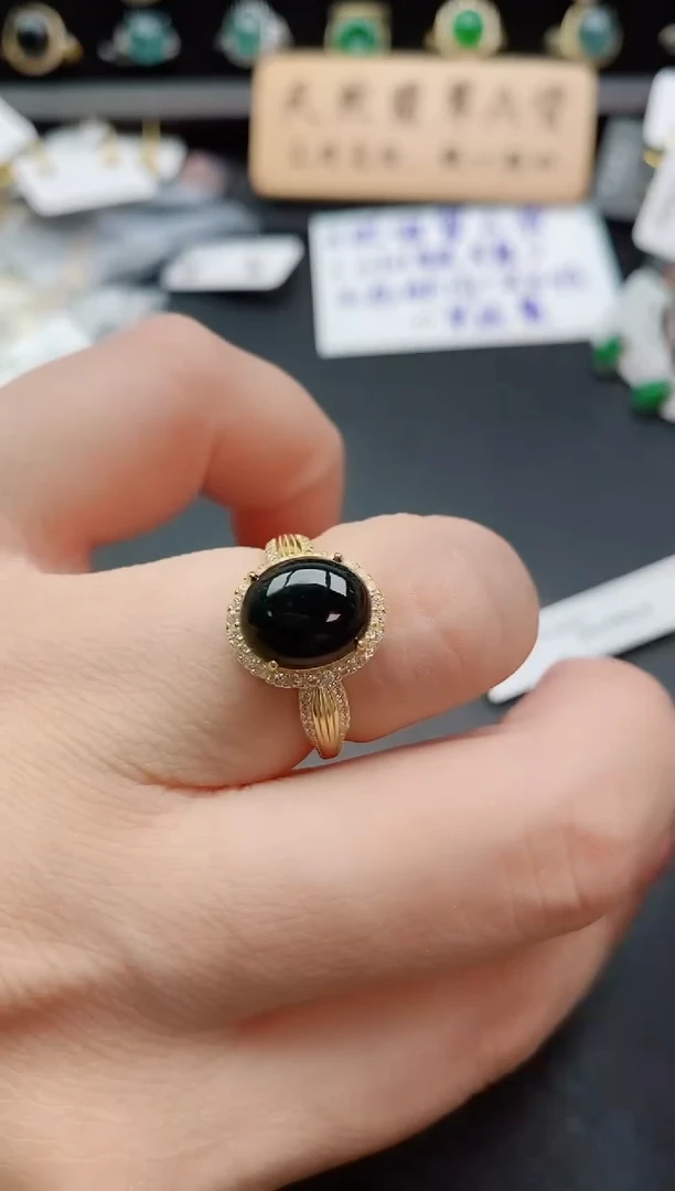 银S925镶嵌戒指翡翠1