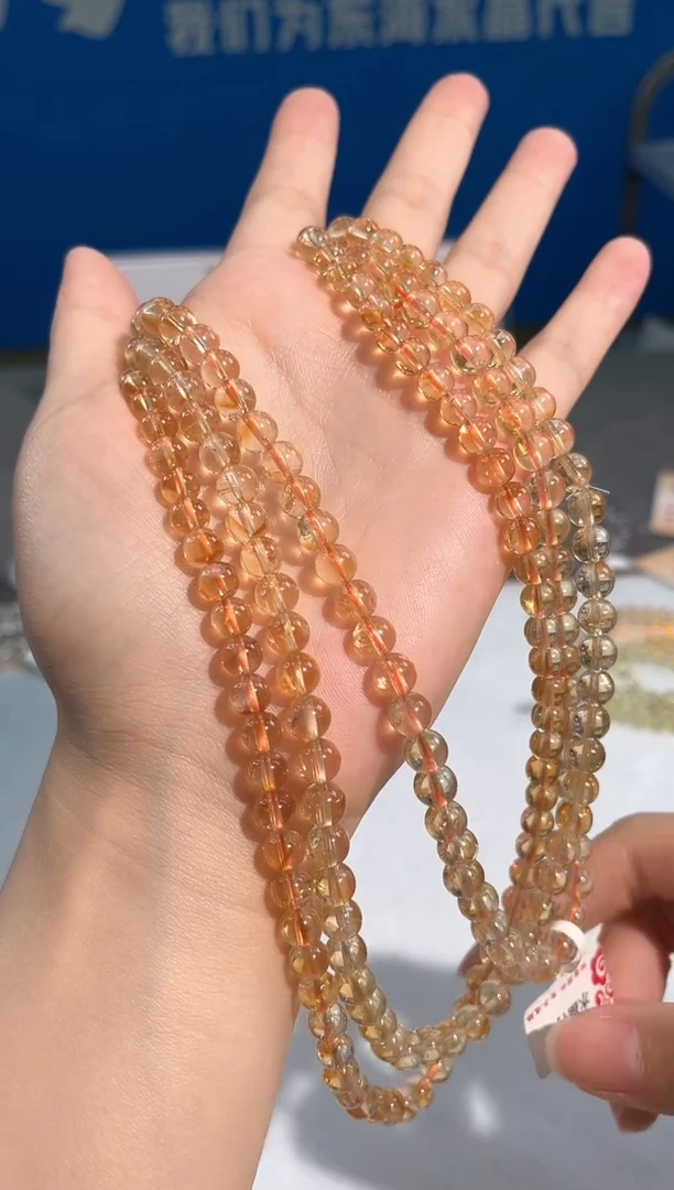 水晶手链未镶嵌33号黄水多圈6mm
