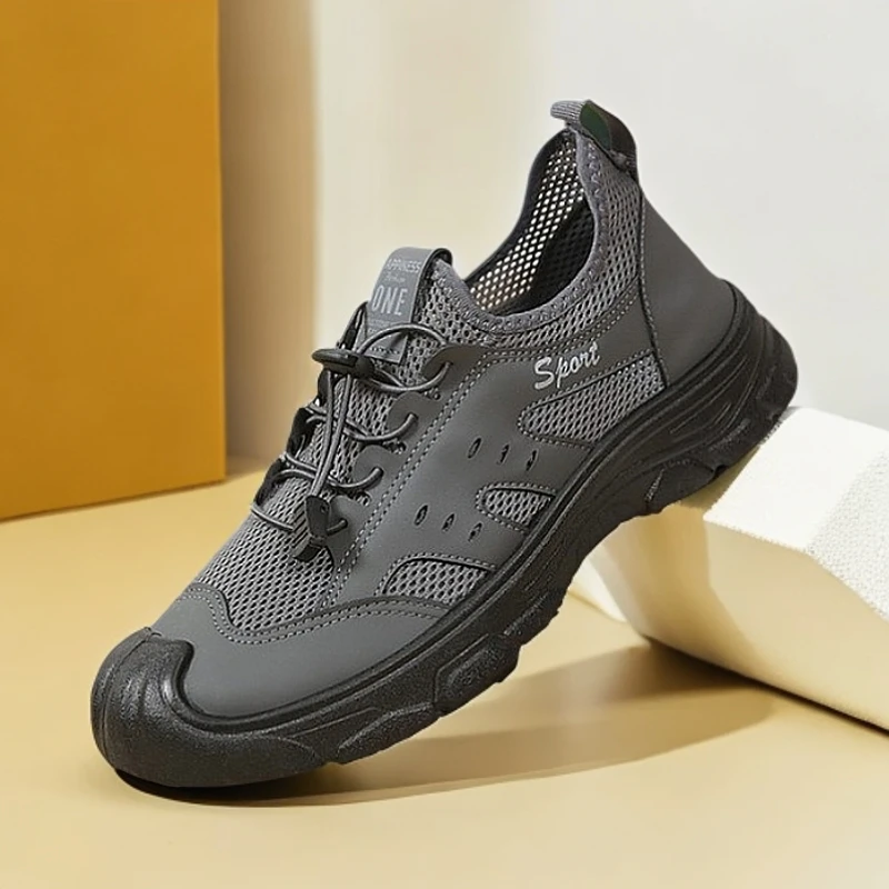 2025夏季新休闲网面鞋软底一脚蹬耐磨圆头平跟百搭网眼透气网鞋