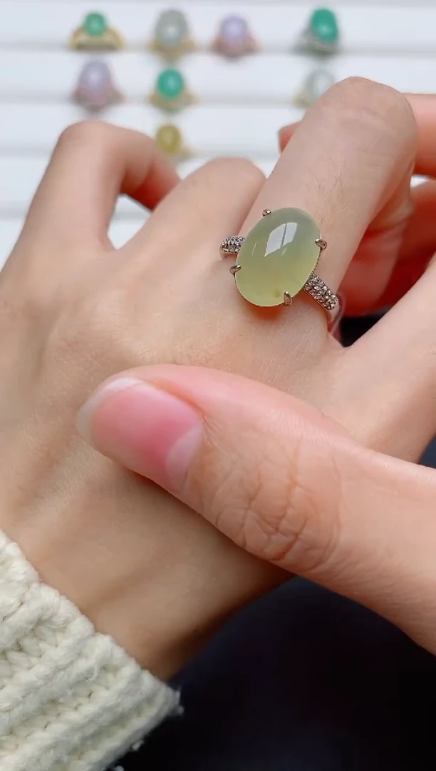 银S925镶嵌戒指翡翠1