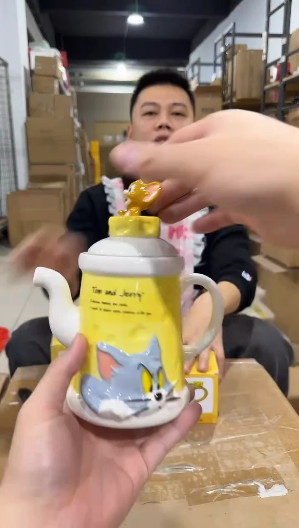 瓷片原盒猫和老鼠奶酪茶壶
