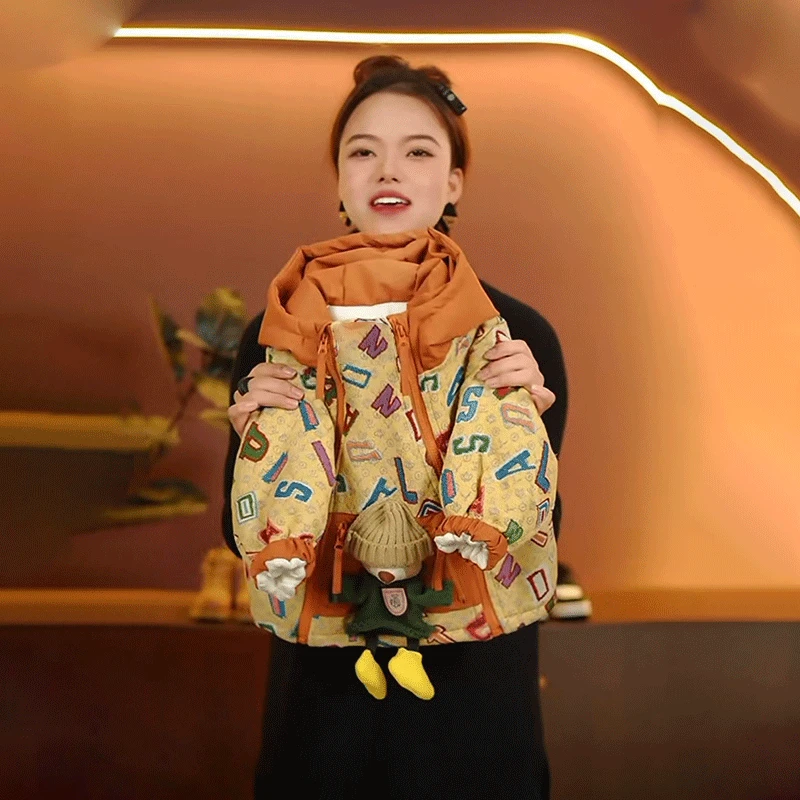 男女童冬季外套2024秋冬新款洋气宝宝加棉加厚字母满印上衣外套