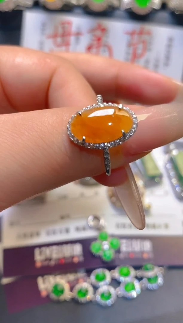 翡翠银S925镶嵌耳饰天然