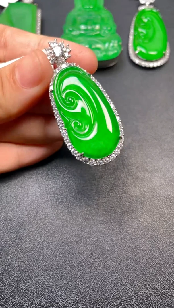 吊坠(不含链)银S925镶嵌翡翠dz1