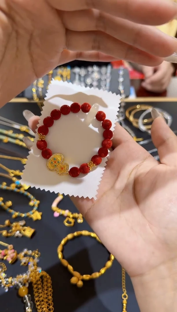 合成立方氧化锆铜合金142（丝绒红八宝葫芦12-16手围）