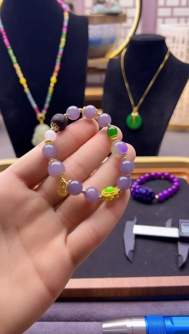 【闪购商品】和田玉手链14K金镶嵌S505