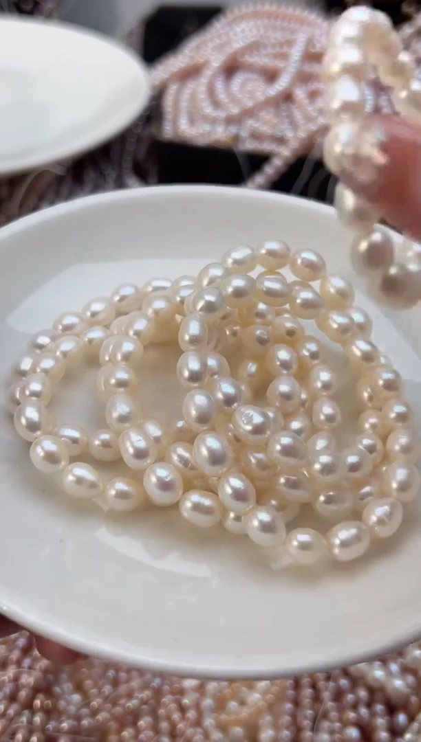 未镶嵌淡水珍珠福利强光*珍珠手链（无核8mm左右）