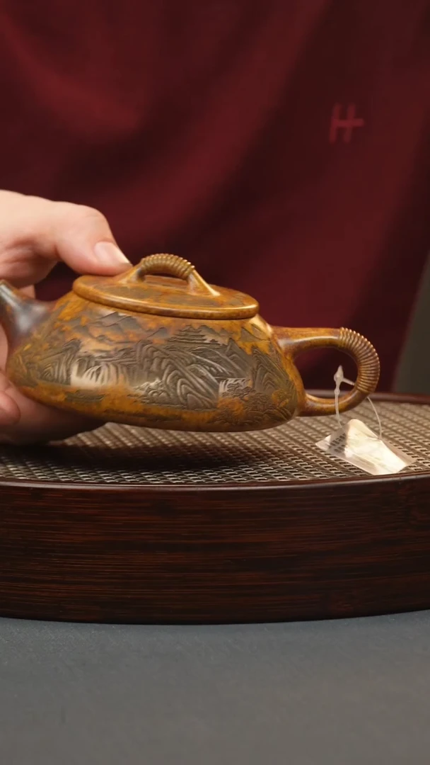 【闪购商品】紫砂茶壶龙骨金砂 线瓢 刻绘