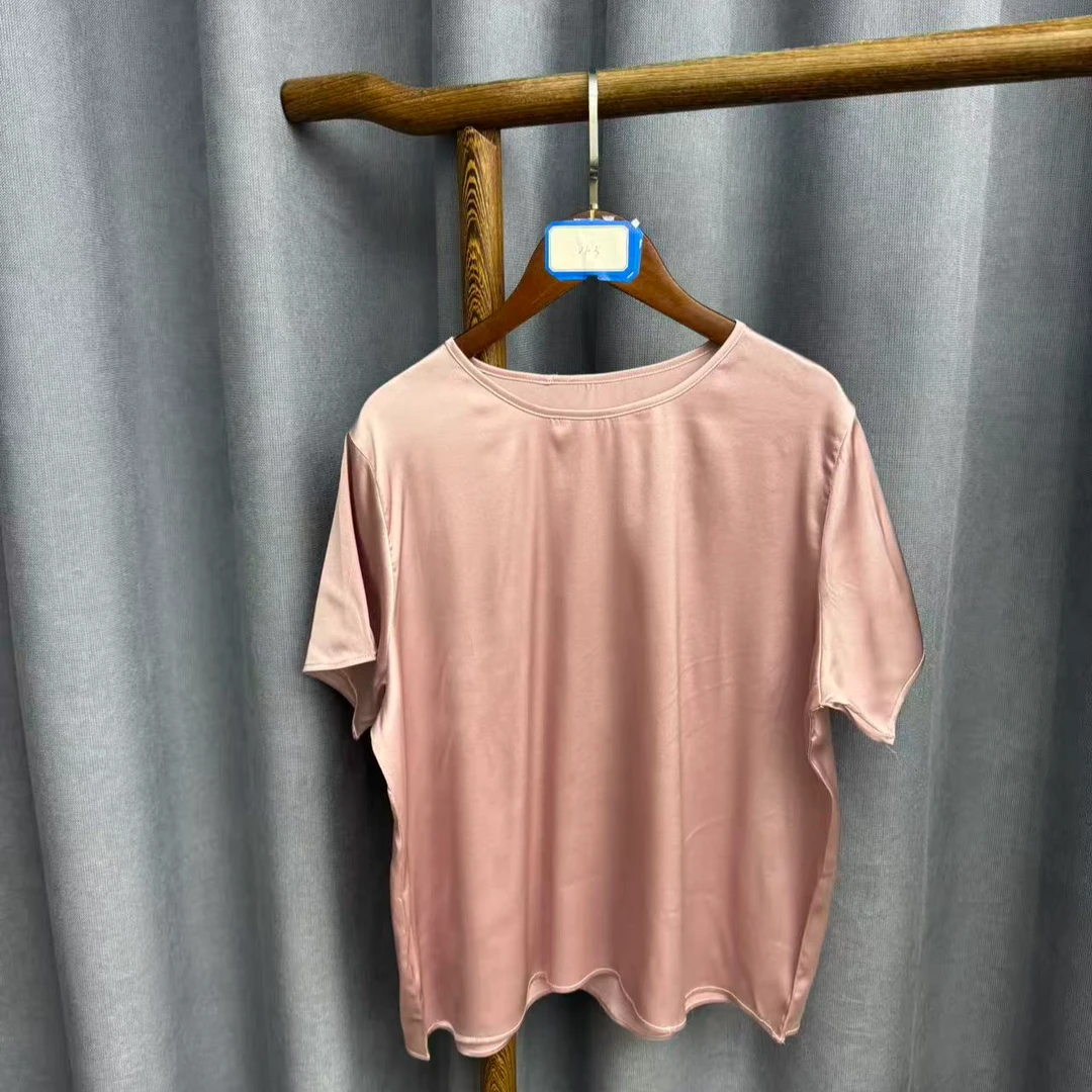 （瑕疵）新款休闲时尚圆领桑蚕丝短袖上衣女X103