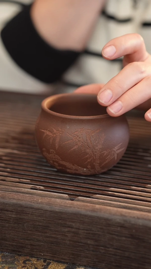 茶壶紫砂原矿手工制作雕刻竹子
