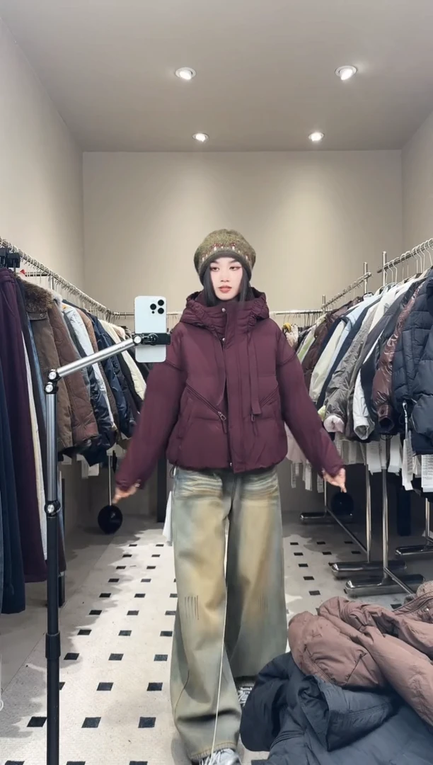 乌梅紫江斜拉链羽羽服0000