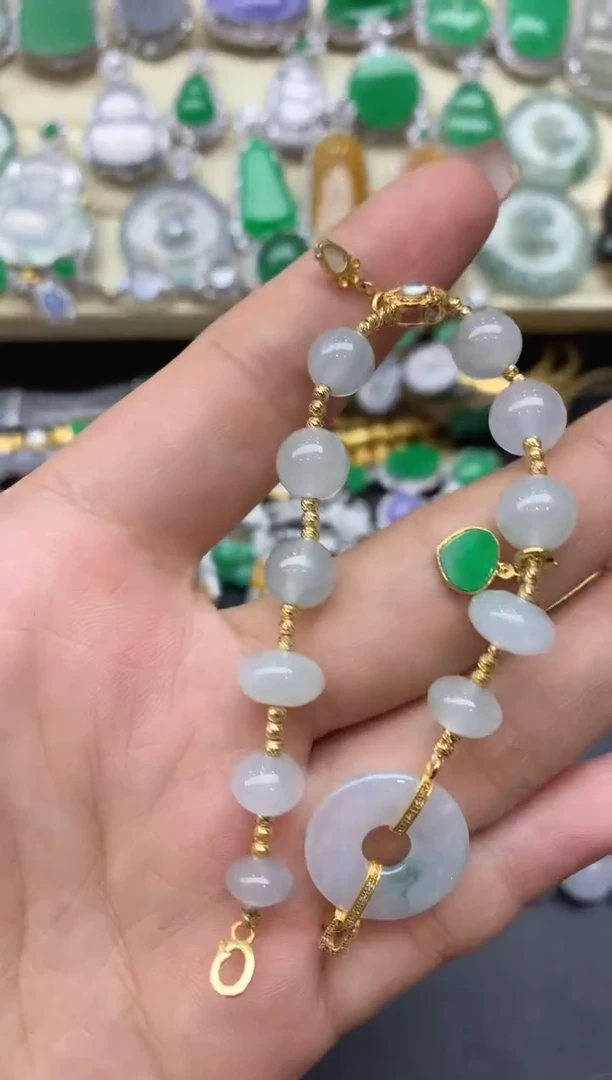 18K金镶嵌手链翡翠221-中国好珍宝