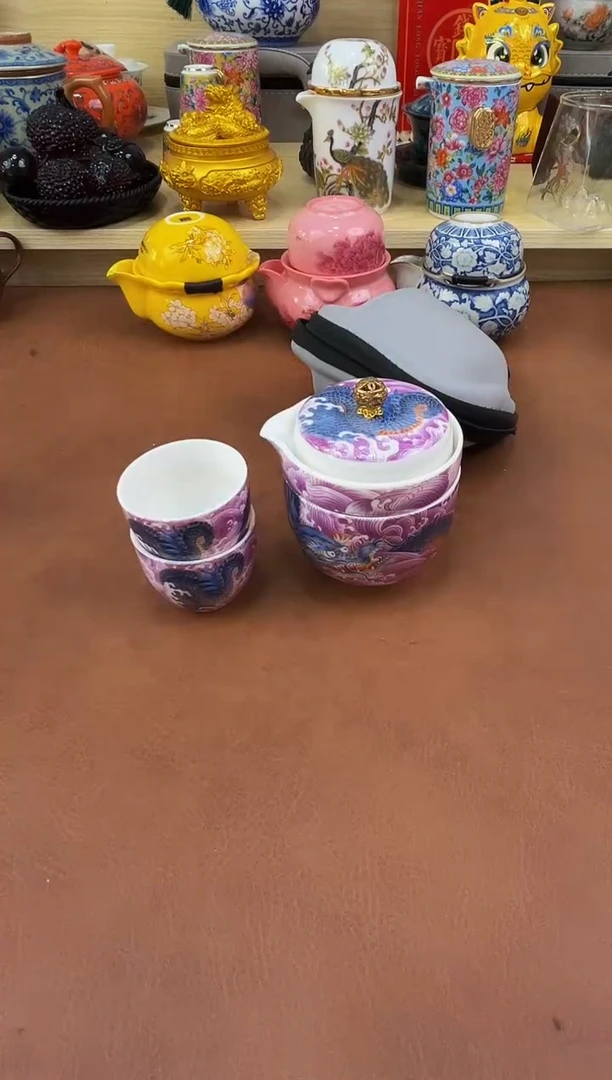 陶瓷茶具摆件旅行套组