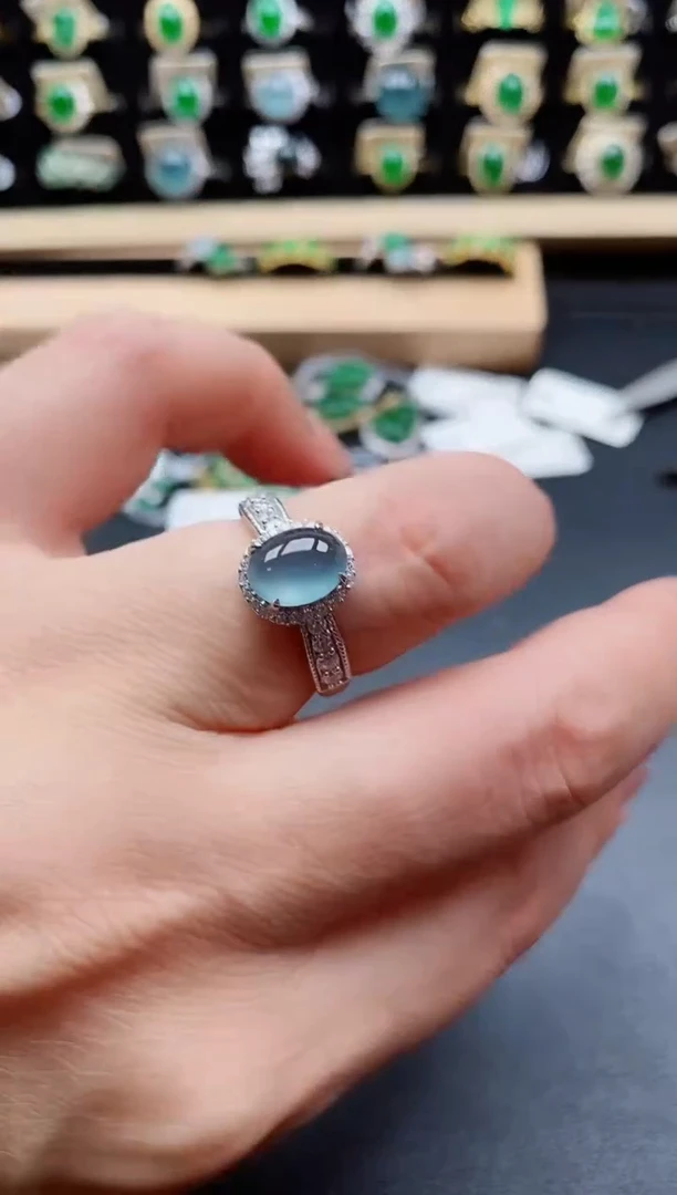 银S925镶嵌戒指翡翠1