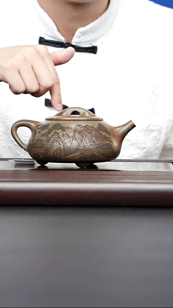 茶壶紫砂宜兴紫砂 景州石瓢 云雾沉香泥 谭青 550cc
