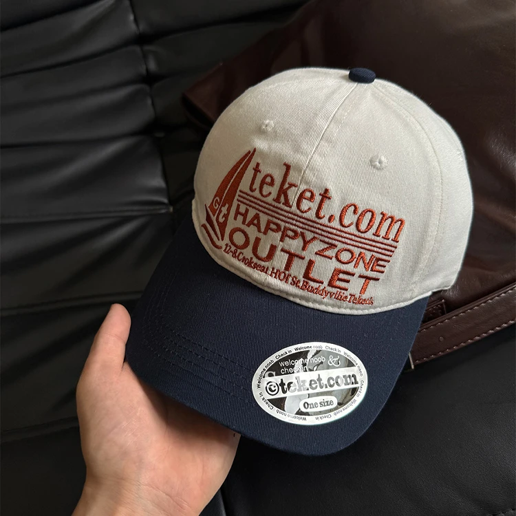 美式小众拼色字母刺绣软顶棒球帽男女通用显脸小街头风遮阳防晒帽