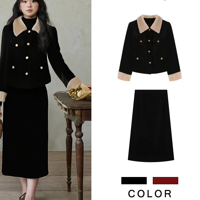 【巴扎嘿】加厚毛毛外套+长半裙LA4ZL101323