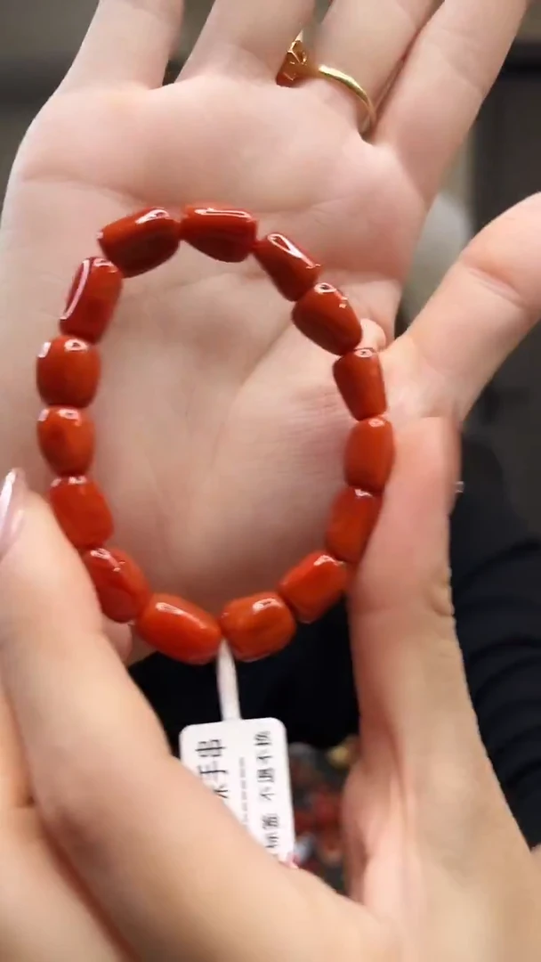 未镶嵌手串南红玛瑙/柿子红/8mm±/原矿