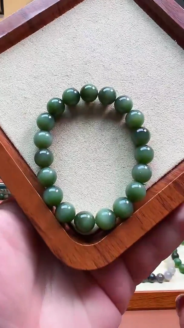 未镶嵌手串和田玉10mm左右碧玉猫眼圆珠单圈